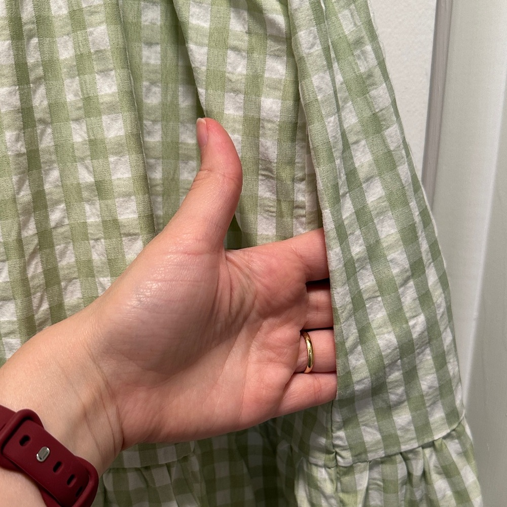 Light Green Gingham Tiered Sundress - Picture 9 of 10